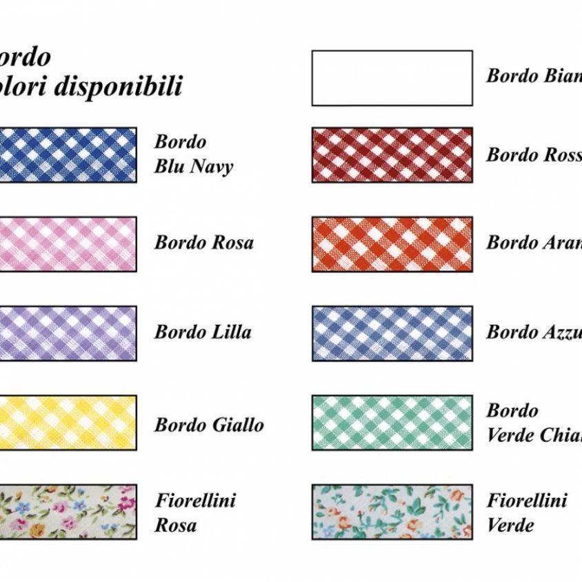Bordo quadretti cartella colori disponibili